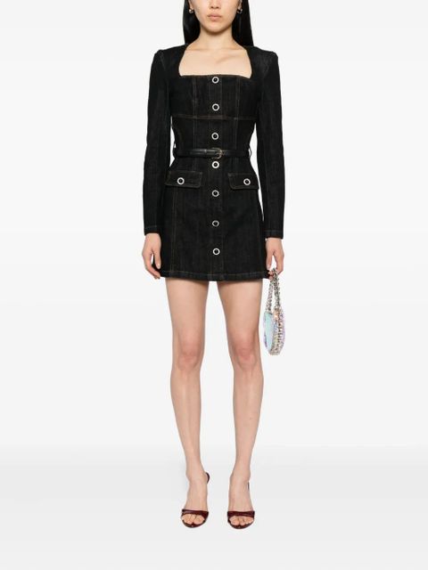 Self-Portrait denim long-sleeves mini dress - Blue