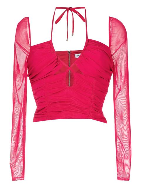 Self-Portrait halterneck cropped top - Pink - zdjęcie produktu nr 1