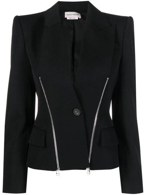 Alexander McQueen zip-embellished single-breasted blazer - Black - zdjęcie produktu nr 1