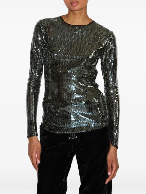 ISABEL MARANT Hilda sequin long-sleeve top - Black
