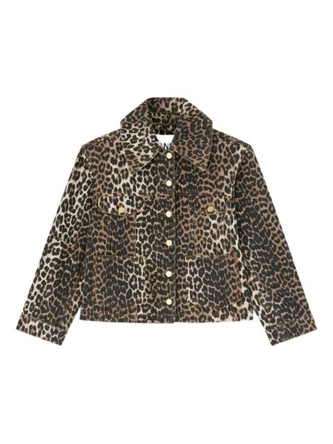 GANNI leopard-print button denim jacket - Brown - zdjęcie produktu nr 1