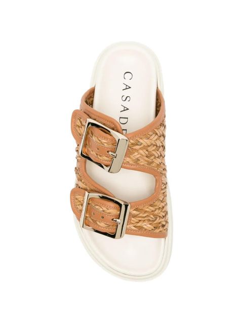 Casadei buckle-detail woven sandals - Brown