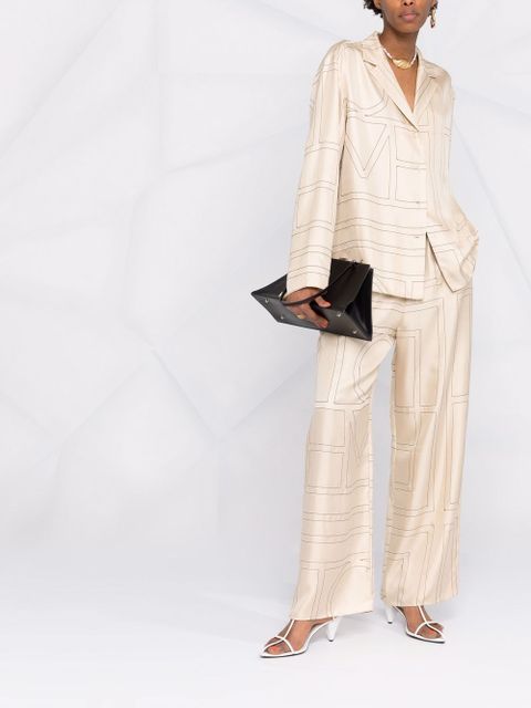 TOTEME monogram silk pyjama trousers - Neutrals