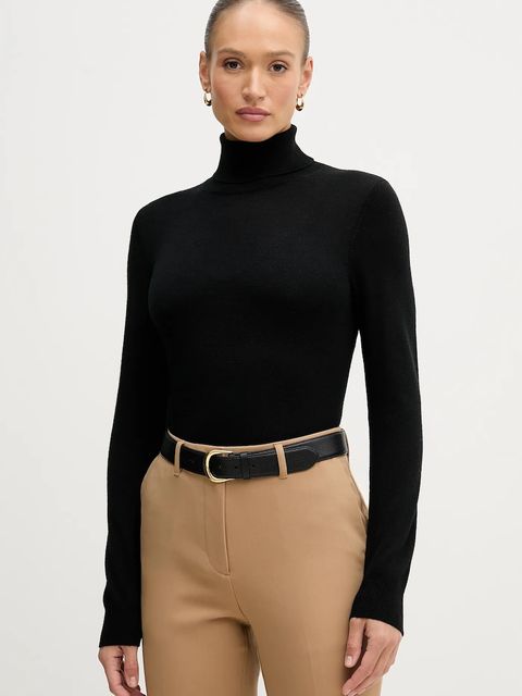 Sisley sweter damski kolor czarny lekki z golfem 11BAM201C