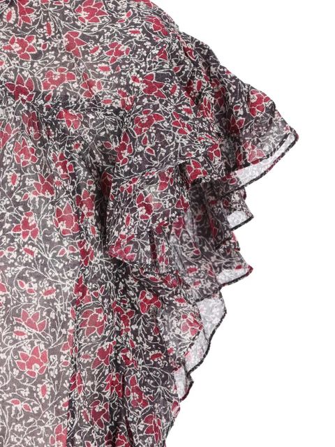 ISABEL MARANT ruffled floral-print top - Black