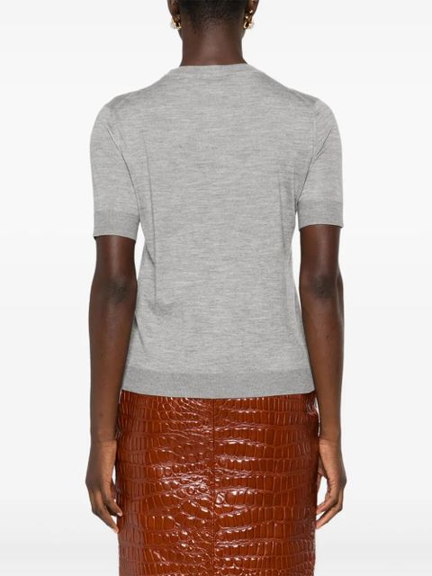 Gucci logo-embroidered short-sleeve T-shirt - Grey