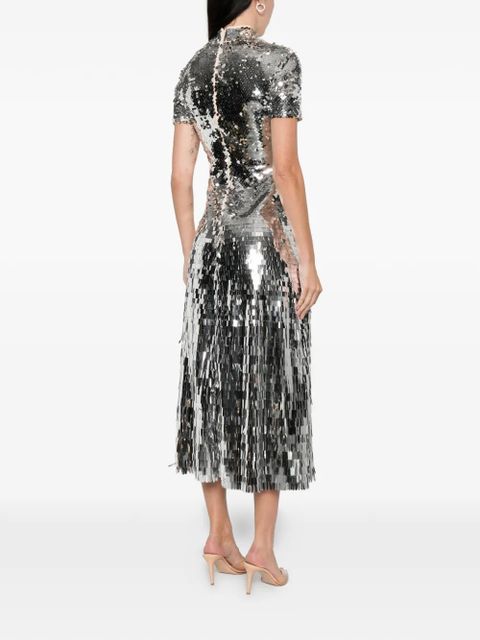 Self-Portrait sequin midi dress - Silver