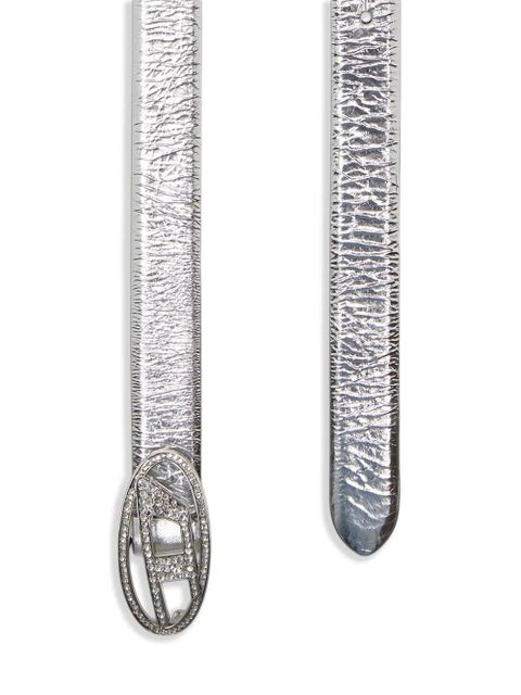 Diesel B-1dr Strass 20 leather belt - Silver