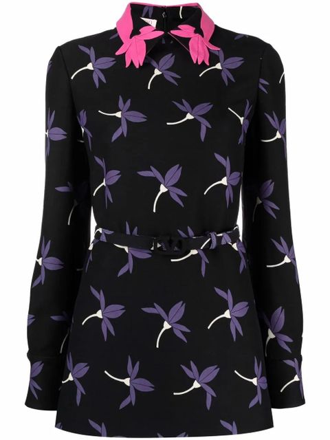 Valentino Garavani Fairy Flowers print belted shirt - Black - zdjęcie produktu nr 1
