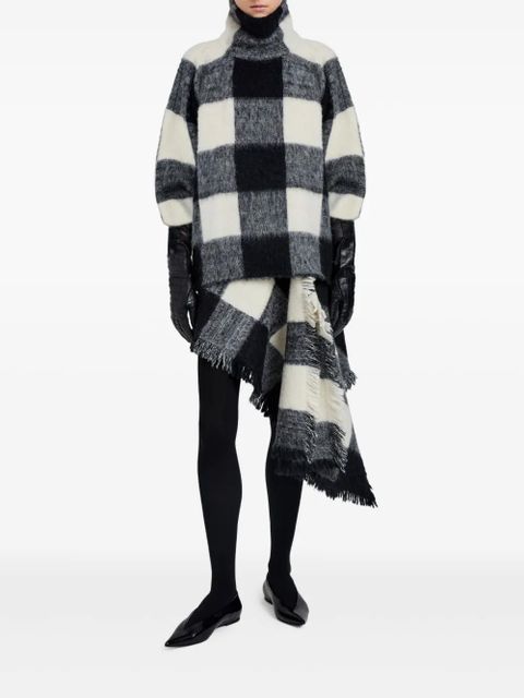 Proenza Schouler checked fringed asymmetric skirt - Black