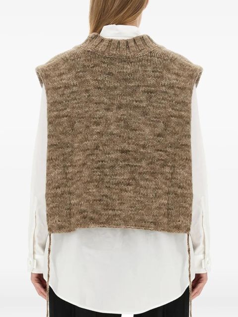 Maison Margiela knitted V-neck vest - Brown
