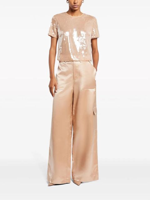 STAUD belted satin-finish palazzo pants - Neutrals - zdjęcie produktu nr 2