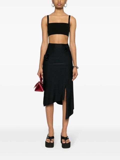 Coperni floral-appliqué asymmetric midi skirt - Black - zdjęcie produktu nr 2