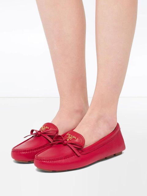 Prada bow detail loafers - Red