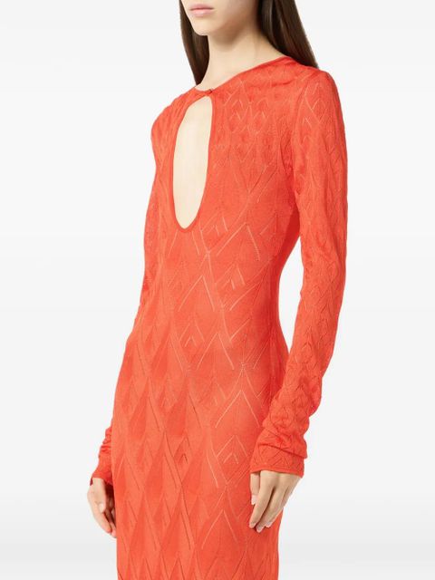 Blumarine geometric open-knit maxi dress - Orange