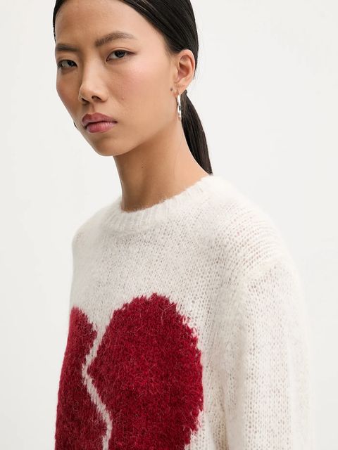 AllSaints sweter z dodatkiem wełny LUVHEART damski kolor biały ciepły W078KC