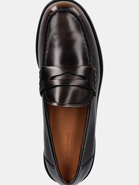 Vagabond Shoemakers mokasyny skórzane LINN damskie kolor brązowy na płaskim obcasie 6036-004-30