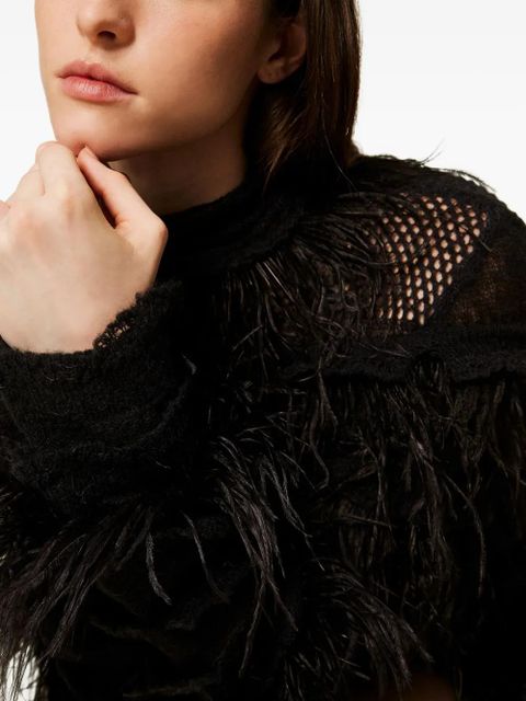 TWINSET feather-detail mini dress - Black