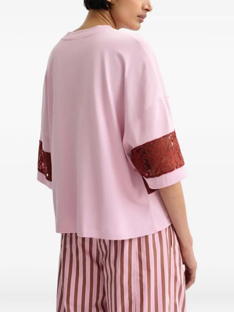 Essentiel Antwerp lace-striped T-shirt - Pink