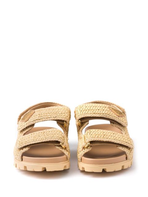 Prada logo-plaque woven sandals - Neutrals