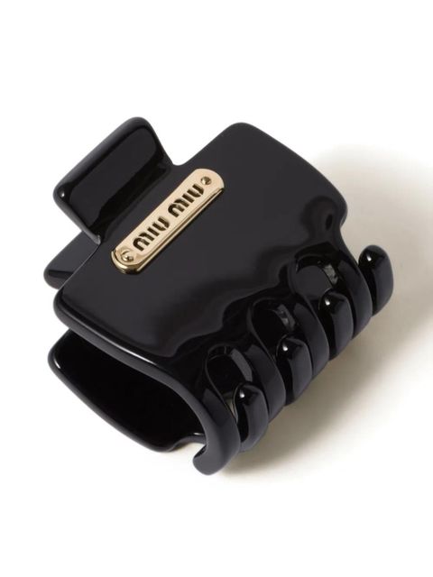 Miu Miu logo-plaque hair clip - Black