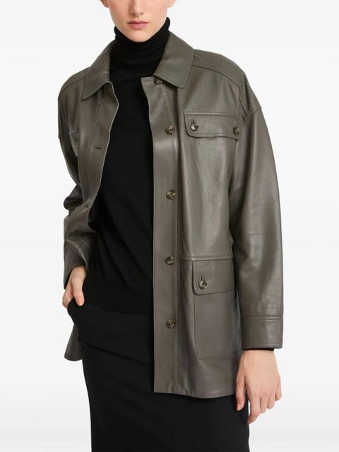 Yves Salomon belted leather jacket - Grey - zdjęcie produktu nr 2