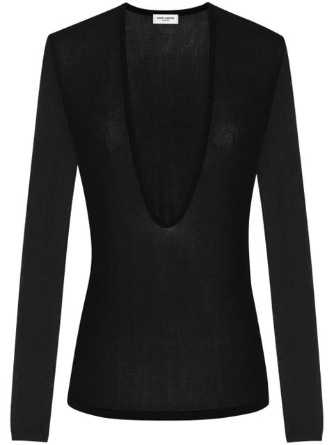 Saint Laurent scoop-neck knitted jumper - Black