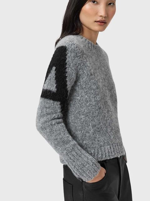 AllSaints sweter z dodatkiem alpaki damski kolor czarny W088KD