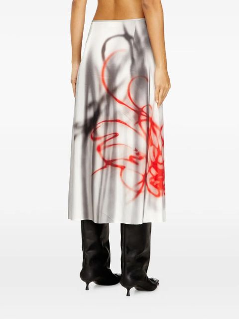 Diesel O-Rchid-S1 printed midi skirt - Grey