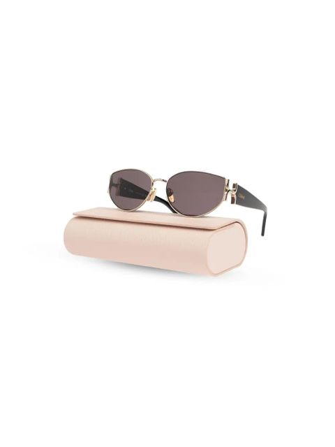 Chloé Eyewear logo-engraved oval-lens sunglasses - Black