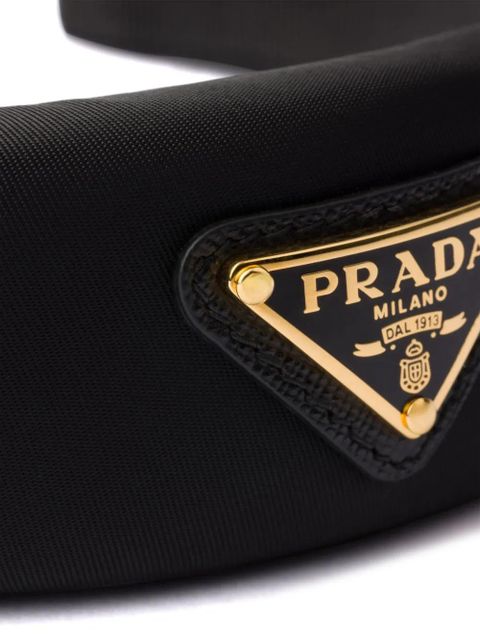 Prada logo-plaque re-nylon headband - Black - zdjęcie produktu nr 2