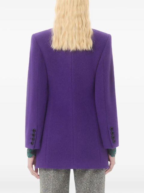 Valentino Garavani bow-detail velour peacoat - Purple