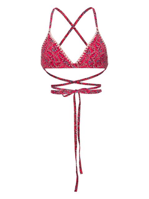 ISABEL MARANT Solange graphic-print bikini top - Pink