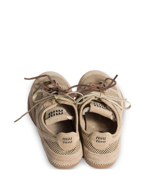 Miu Miu mesh suede trainers - Neutrals