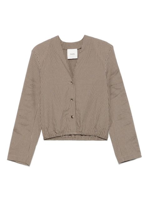 Nanushka checked v-neck shirt - Brown - zdjęcie produktu nr 1