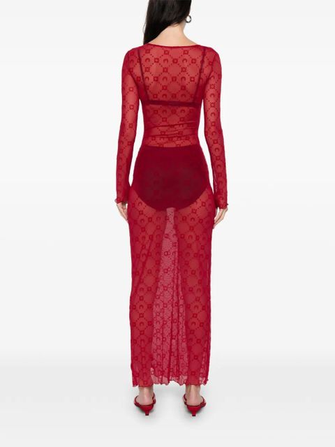 Marine Serre patterned long-sleeve maxi dress - Red