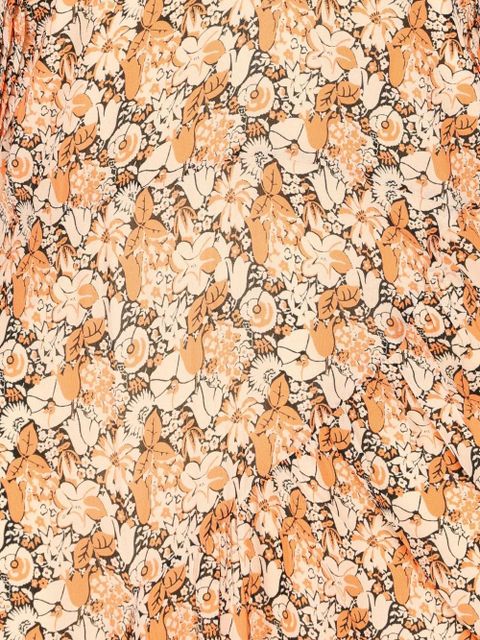 Prada floral-print V-neck midi dress - Orange