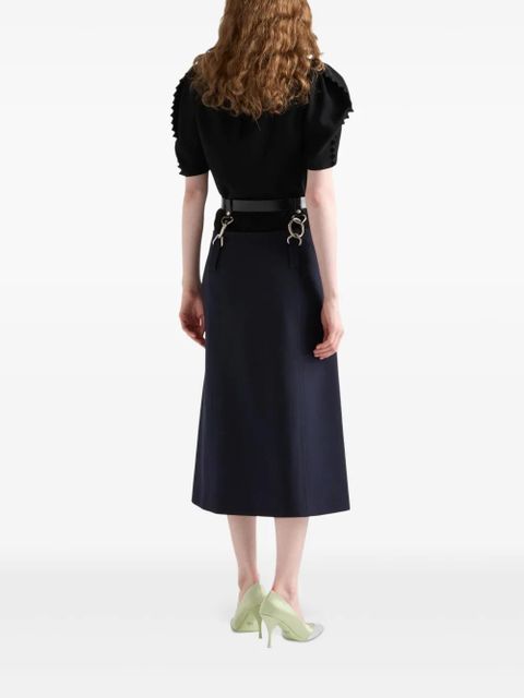 Prada rush stitch belted midi skirt - Blue