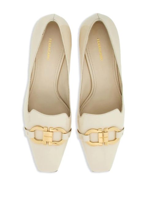 Ferragamo 60mm Gancini-plaque leather pumps - Neutrals