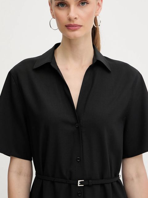 BOSS sukienka wełniana kolor czarny midi prosta 50546632