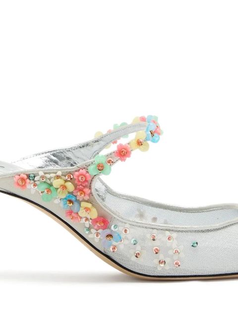 Jimmy Choo Bing Daisy heeled mules - Silver - zdjęcie produktu nr 2