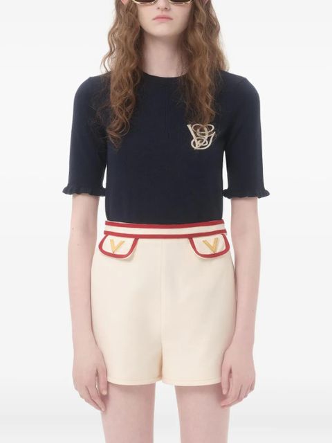 Valentino Garavani embroidered wool top - Blue