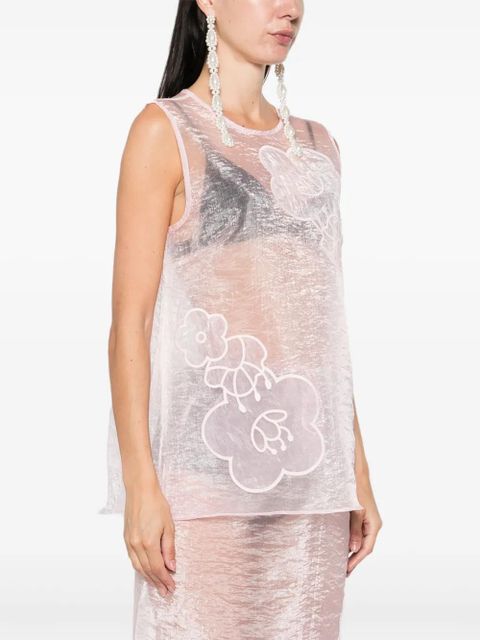 Cecilie Bahnsen floral-embellished sleeveless top - Pink