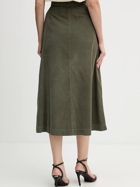 United Colors of Benetton spódnica bawełniana kolor zielony midi rozkloszowana 494BD0058