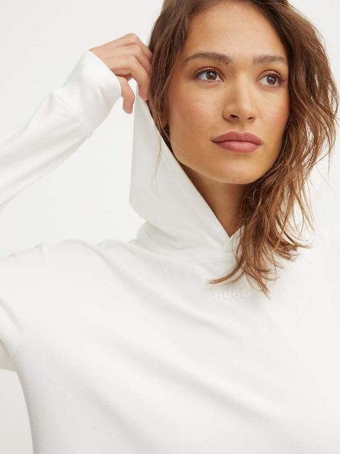 HUGO bluza lounge kolor beżowy z kapturem gładka 50490594