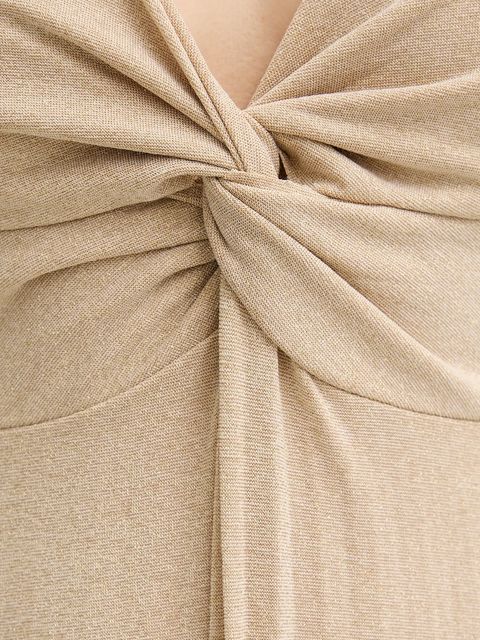 Answear.LAB sukienka kolor złoty maxi rozkloszowana