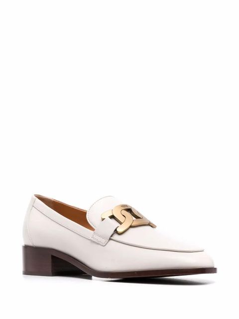 Tod's logo-plaque leather loafers - Neutrals