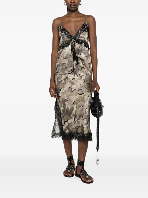 PINKO camouflage-print lace-trim midi skirt - Neutrals - zdjęcie produktu nr 2