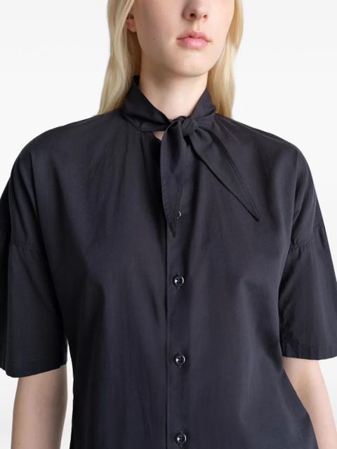 LEMAIRE scarf-detail short-sleeve shirt - Black