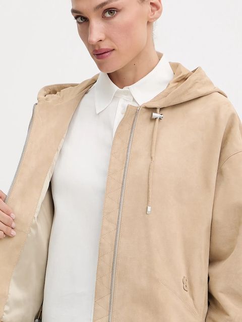 BOSS kurtka zamszowa kolor beżowy przejściowa oversize 50543211 - zdjęcie produktu nr 2